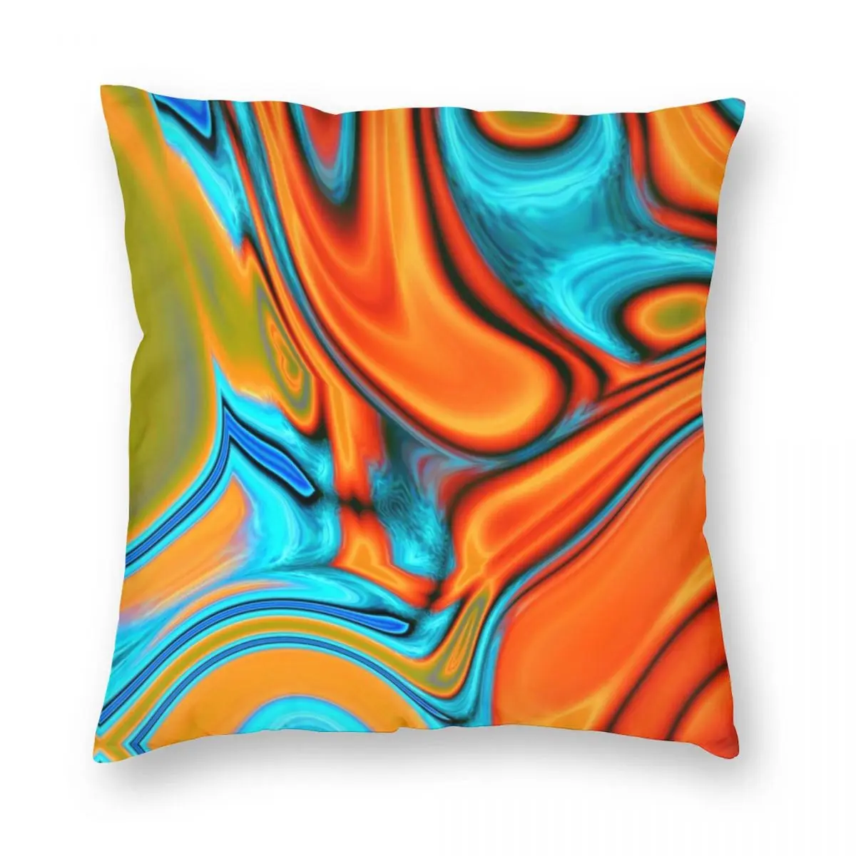 

Vivid Southwest Hipster Turquoise Orange Swirls Square Pillowcase Polyester Linen Velvet Zip Decor Throw Pillow Case Car Cushion