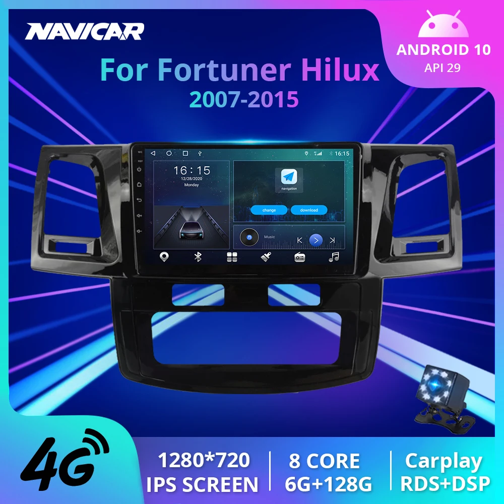 Автомобильный радиоприемник 2DIN Android 10 для Toyota Fortuner Hilux 2007 2008 2012 2014 2015