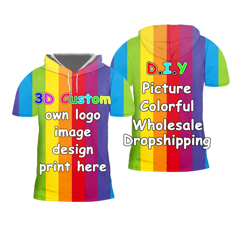 IFPD европейский размер 3D принт футболка с капюшоном летняя черная белая принтом