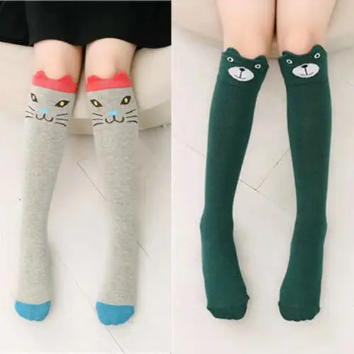 2Pairs Милые детские чулки; хлопковые колготки с изображением кота, медведя, животных для девочек; Милые гольфы для От 3 до 12 лет; танцевальные колготки принцессы - Цвет: 2Pairs