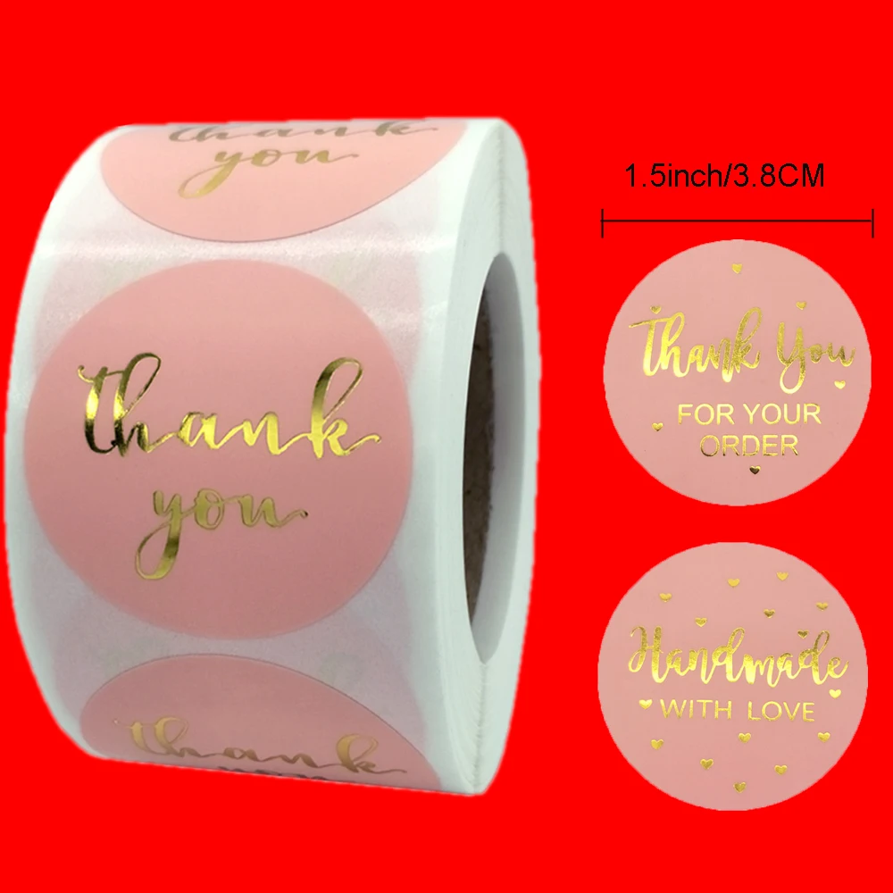 

Наклейки розовые с надписью «Thank You», 38 мм, деловые наклейки рулонов