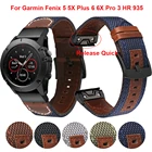 Ремешок для часов Garmin Fenix 5, 5X, 3, 3HR, Fenix 6X, 6 Pro, 935, MK1, 26 дюймов, 22 мм, кожаный