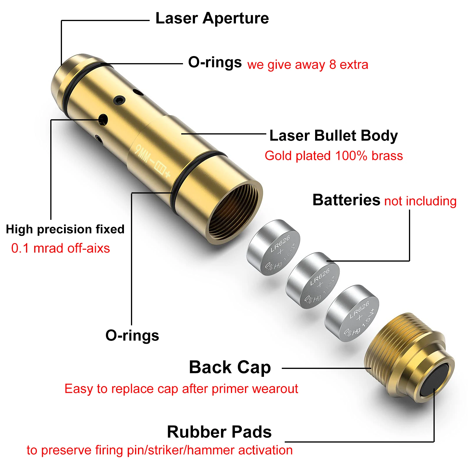 9mm/380ACP/40S&ampW/223Rem Laser Training Bullet Dry Fire Trainer Cartridge Tactical Red Dot Bore Sight | Спорт и развлечения