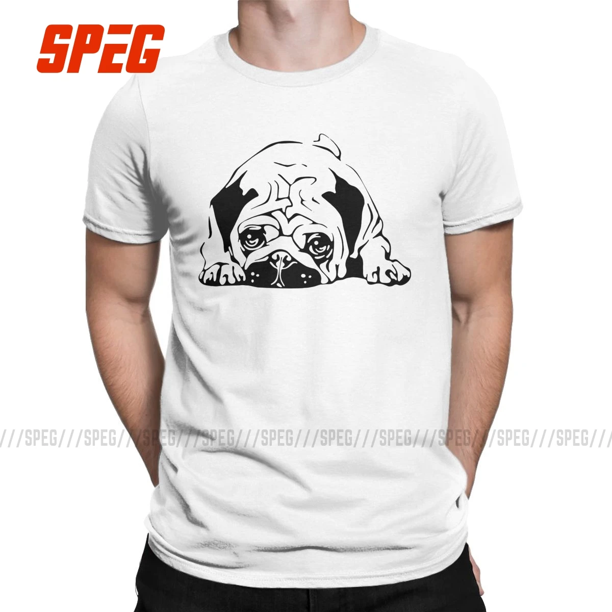 Pug Life собаки футболки Для мужчин 100% хлопковые креативные с круглым вырезом топы