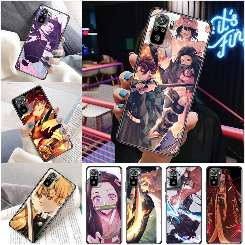 

Demon Slayer Kimetsu No Yaiba Kamado Nezuko Agatsuma Zenitsu Kamado Tanjirou Phone Case For Xiaomi Redmi Note 10 10T Pro Funda