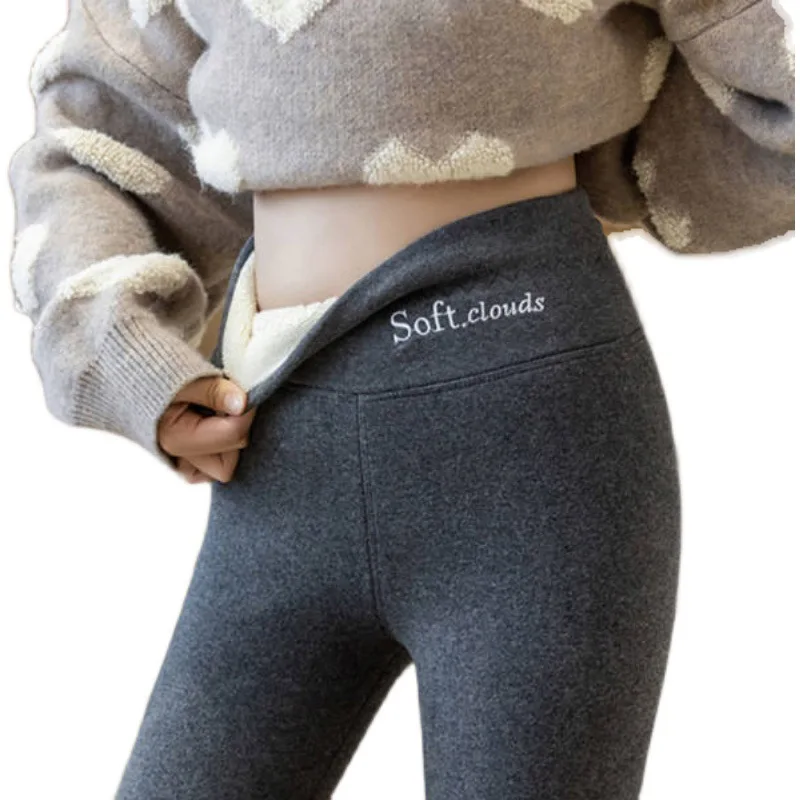 

Winter Women‘s Thicken Lambwool Leggings Lined Ankle-Length Pants Seamless Warm Fashion Hight Waist Pants