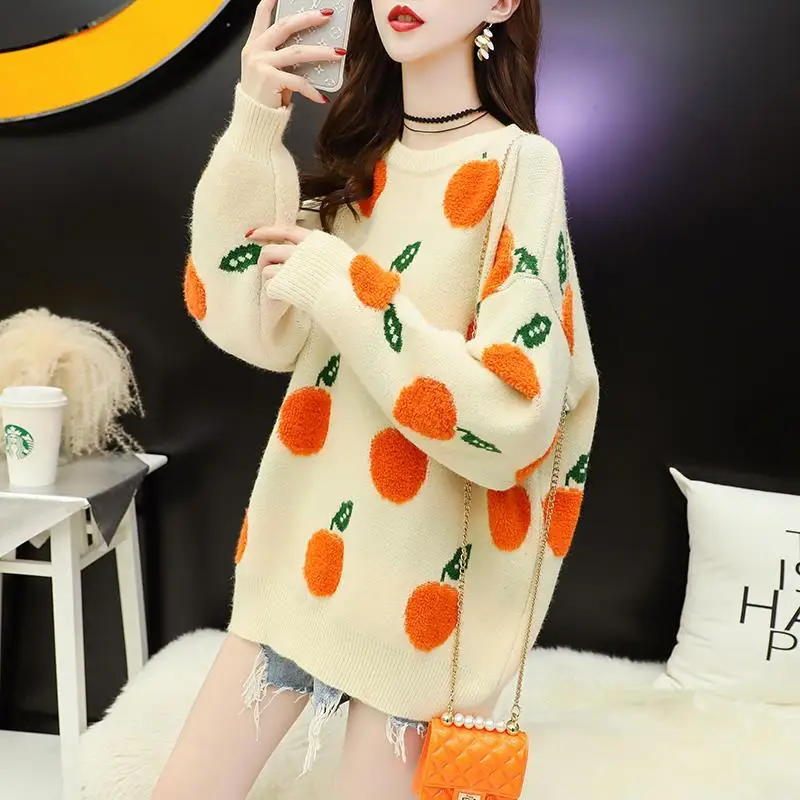 

Autumn Warm Turtleneck Sweaters Orange Pull Jumpers Warm Soft Knit Jumpers Ugly Sweater Female Oversized Pullovers