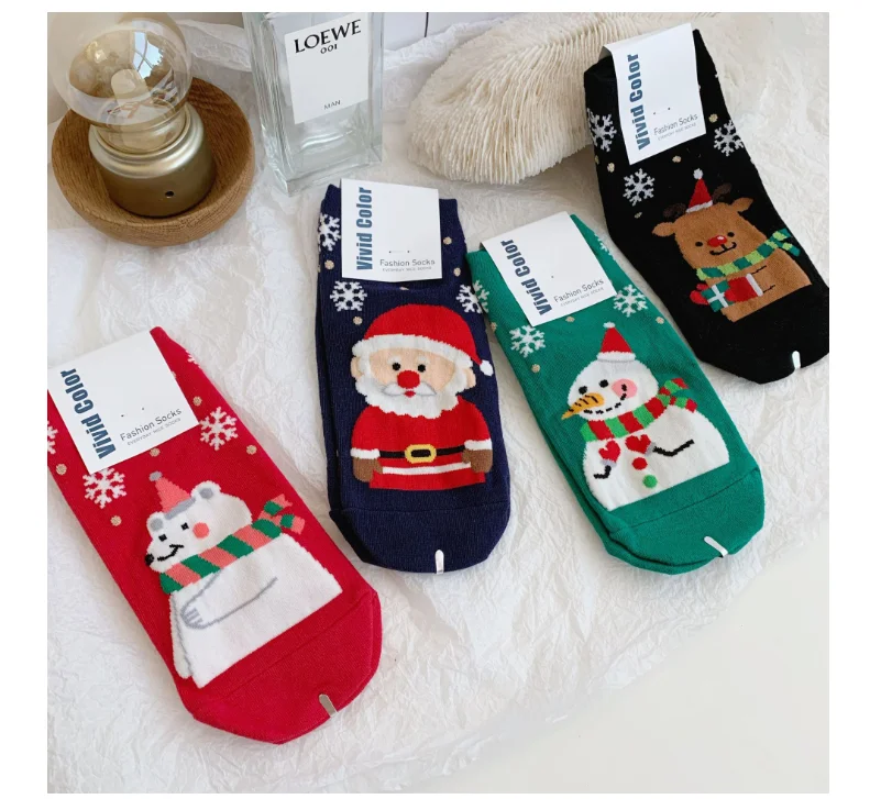 4pairs/lot! Christmas Series Cotton Santa Clause Socks Funny Happy Personality Cartoon Socks