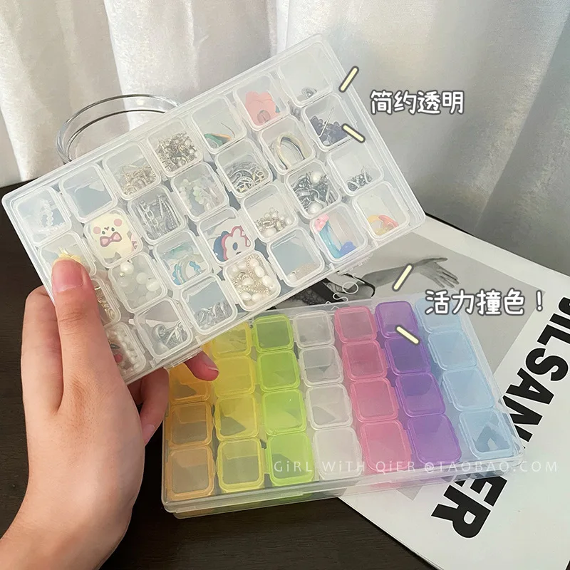

New Transparent Separated Jewelry Storage Box Portable Ring Earrings Necklace Box Jewelry Organizer Press on Nail Packaging Box