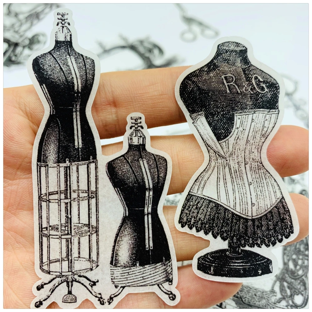 22 шт. Ретро Винтаж Черный Белый швейная машина наклейки Ножницы Набор для