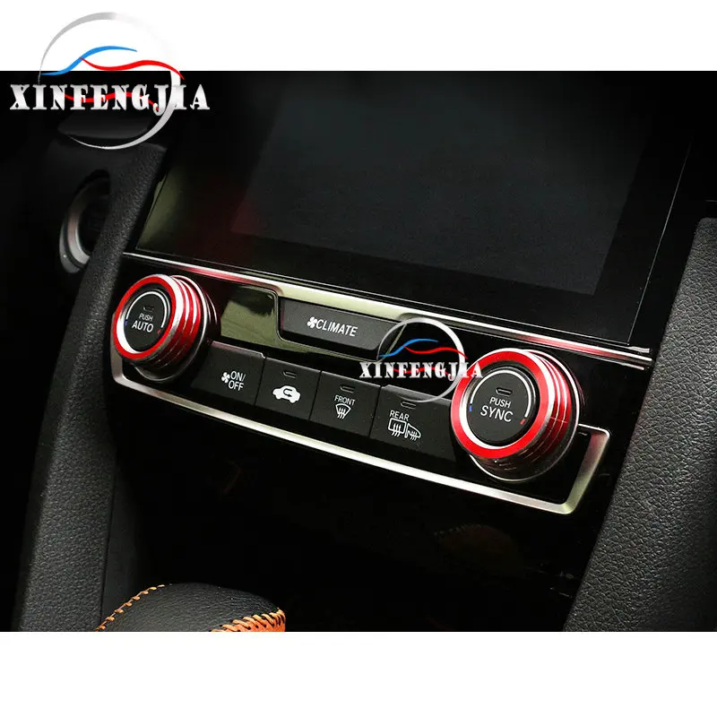 

For Honda Civic 16-2019 2x Red Alloy Air Condition Control AC Switch Cover Trim