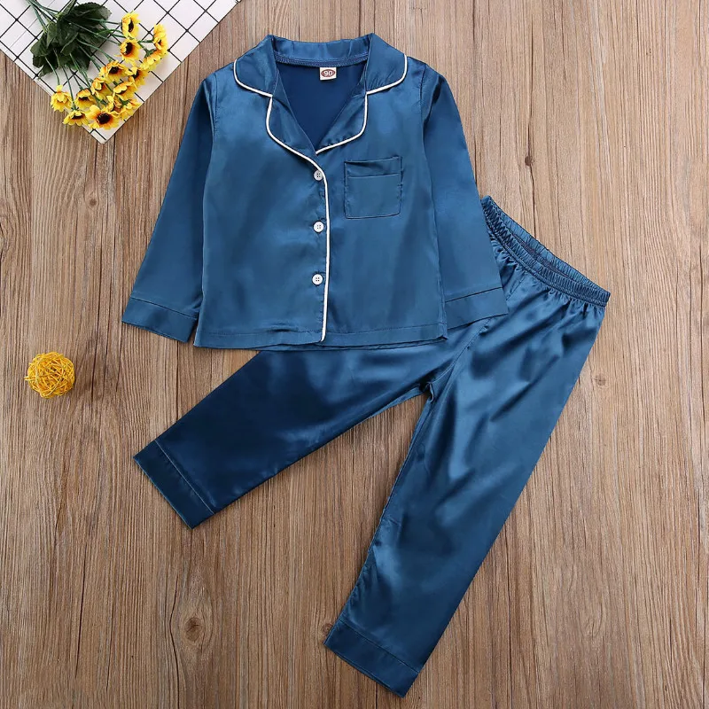 Осенняя Шелковая пижама CANIS для маленьких мальчиков и девочек с длинным рукавом