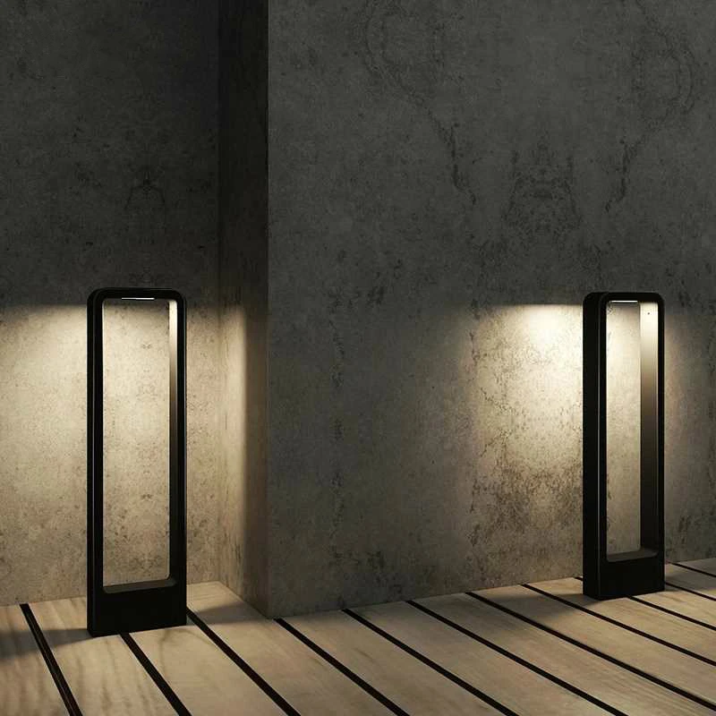 Современный квадратный черный светодиодный светильник для газона настольная