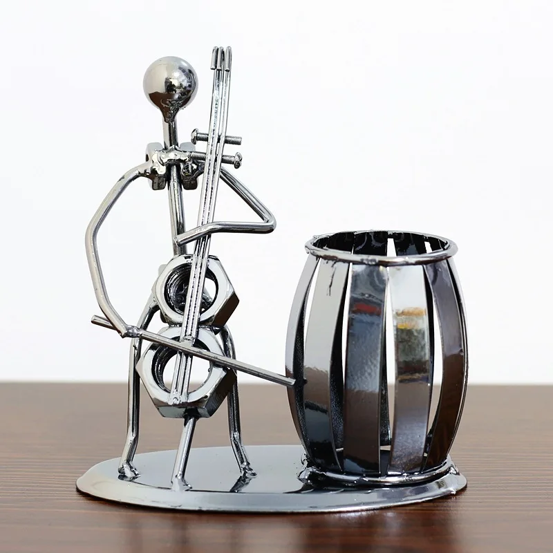 

Rock Music Band Pen Holder Iron Crafts Desktop Decoration Creative Home Porch Decoration Tabletop Ornaments Student Gifts