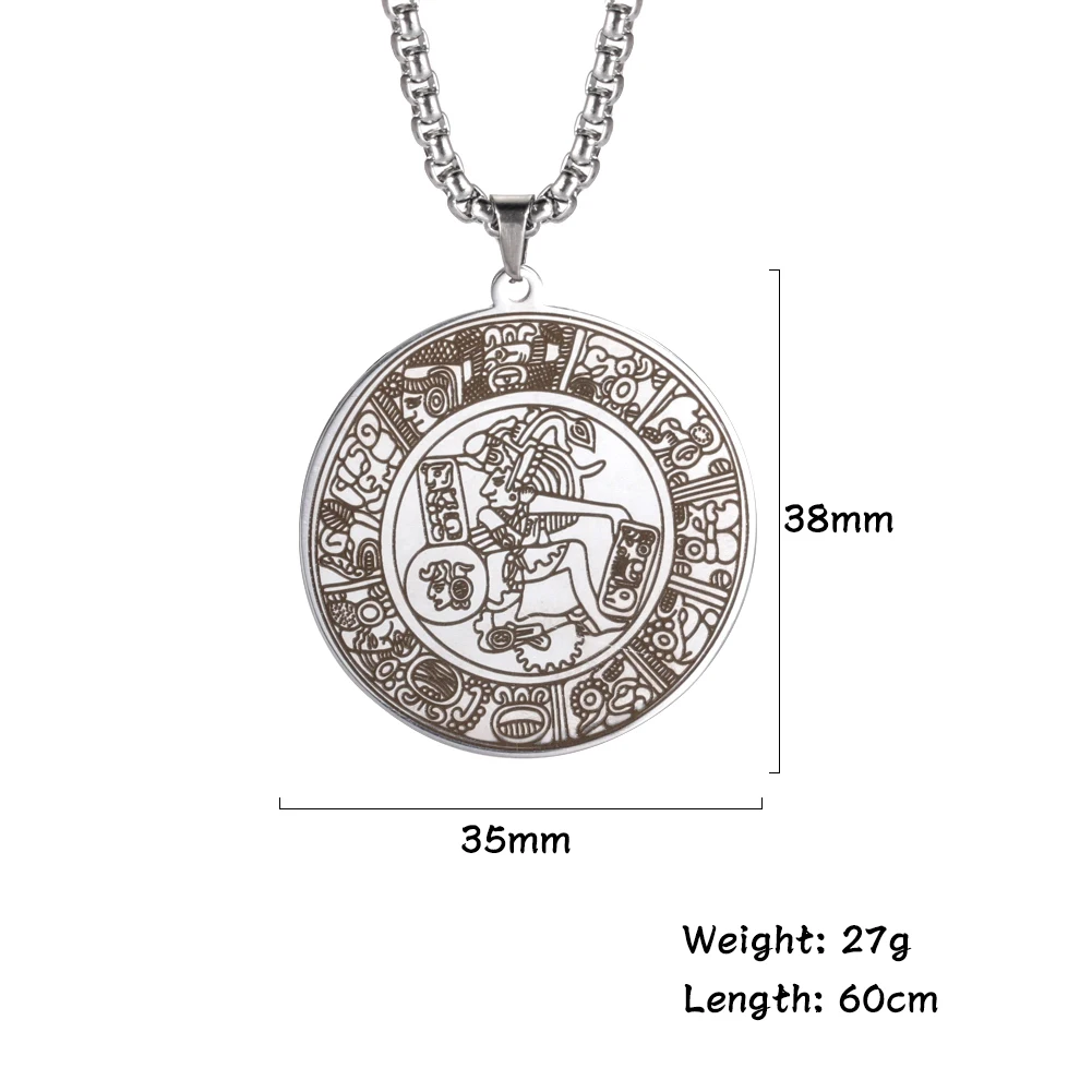Dawapara Mayan Circle мексиканский иероглиф (Maya) кулон ожерелье из нержавеющей стали