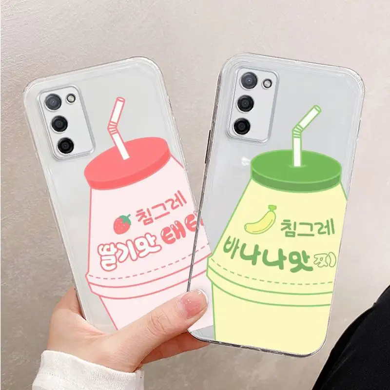 

Strawberry Banana Milk Drink Phone Case For Xiaomi Mi 11 Ultra Lite 10 Redmi Note 9 8 7 9a K30S K40 Pro Transparent Coque