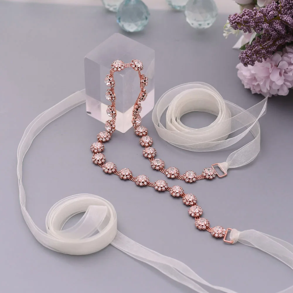 

TRiXY S378 Wedding Alloy Belt with Rhinestone Ribbon Wedding Belts Bridal Dress Belts for Girls Sparkle Belts for Women Bridal