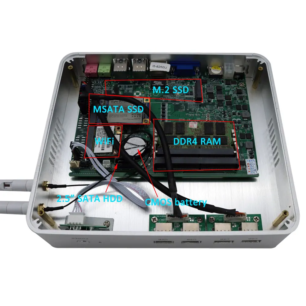 8th Gen Intel Core i5 8250U Fanless Mini PC Barebone System 2 DDR4 RAM Max 32GB Computer 4K VGA HDMI 8*USB Desktop Wifi | Компьютеры и