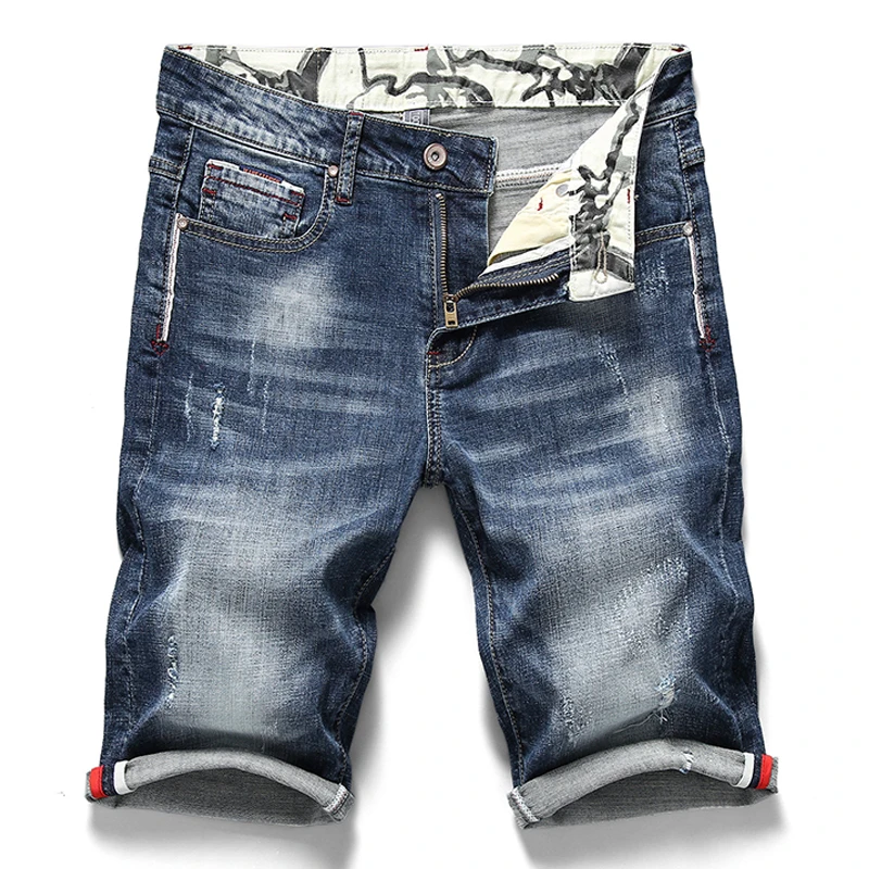 

Summer New Men's Stretch Short Jeans Fashion Casual Slim Fit High Quality Elastic Denim Shorts Male Brand Clothes