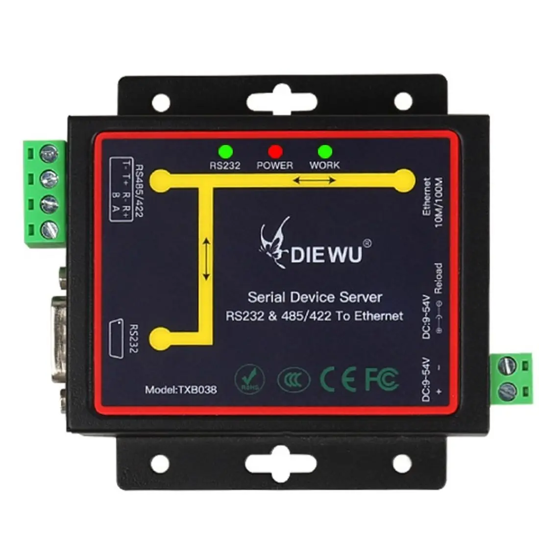 DIEWU RJ45 в RS232 RS485 RS422 промышленный Штекерный преобразователь TCP/UDP Серийный к