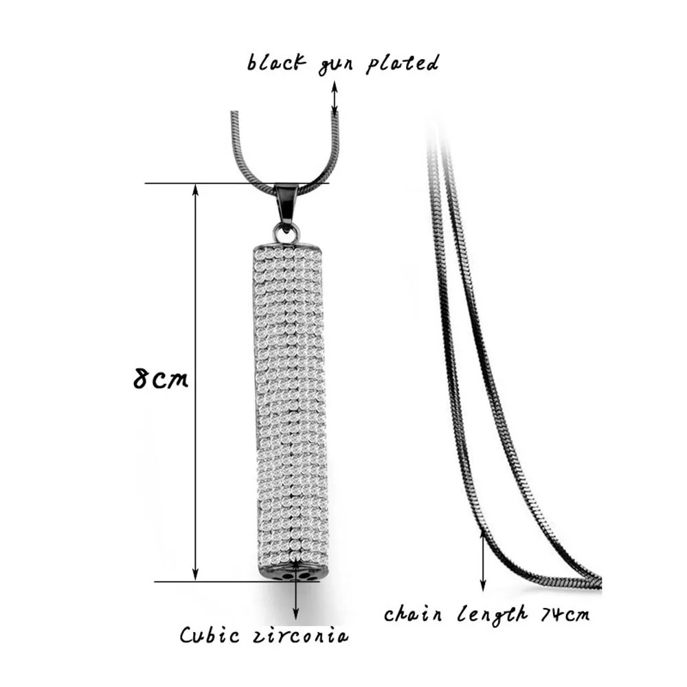 SINLEERY винтажное ожерелье с цилиндрической подвеской полным кубическим цирконием
