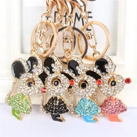 mixed color mouse rat charm pendant cute rhinestone crystal car purse bag key chain jewelry creative party birthday gift