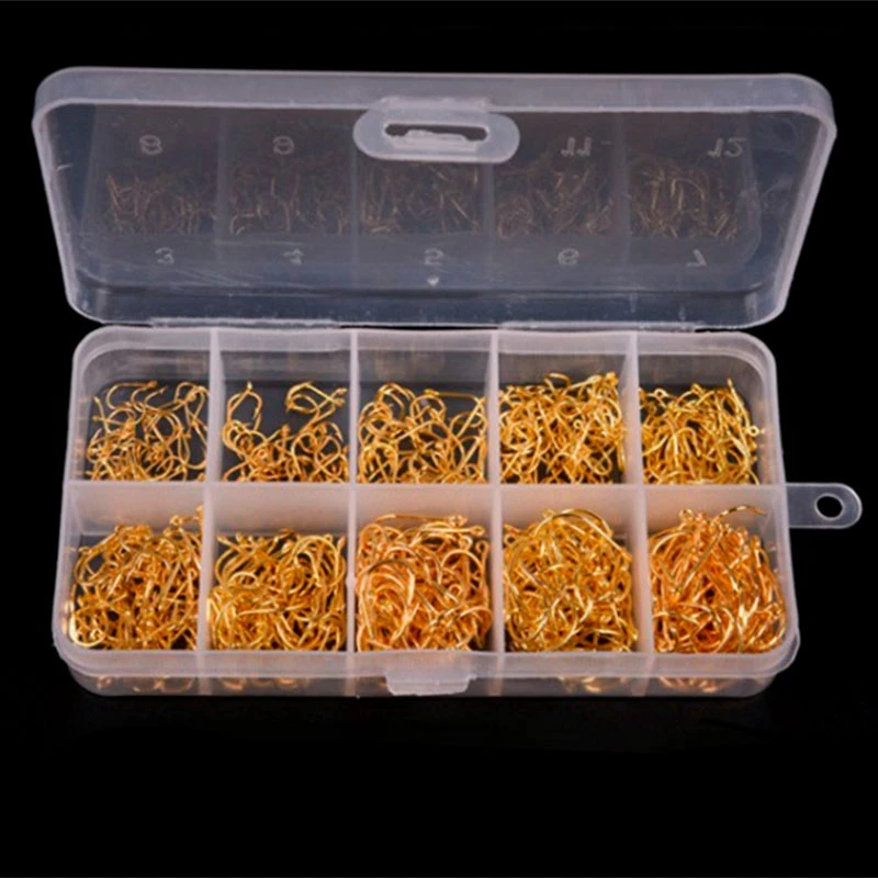 

1000 Bulk Golden Fishing Hooks No. 3-12