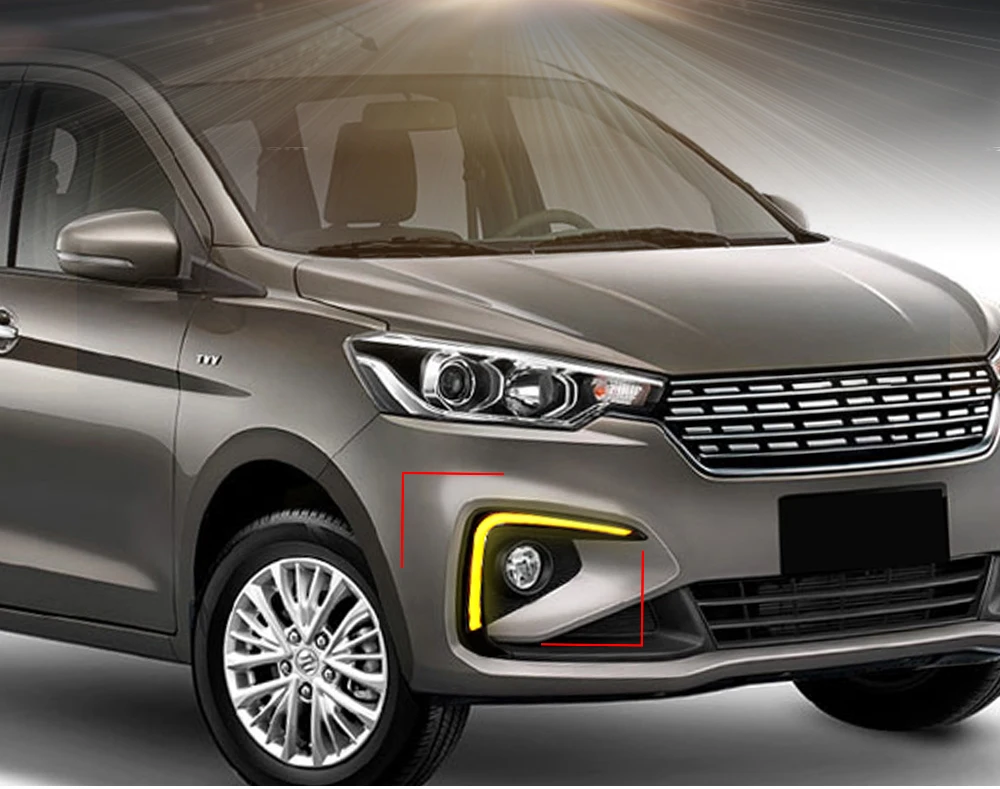 CSCSNL 2 шт. светодиодный светильник дневного света для Suzuki Ertiga DRL противотуманных фар крышка фары желтый указатель поворота