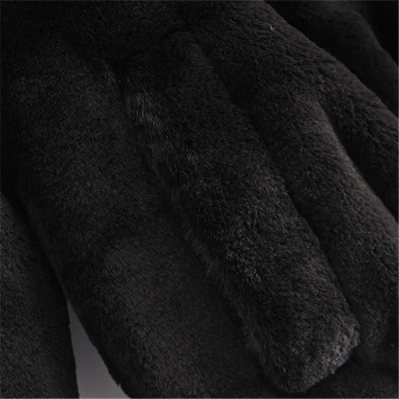 

Winter Women Faux Rabbit Fur Jacket Black Short Plush Coats Coat Loose Fashion Hooded Faux Fur Coat Thick Warm Overcoat Female