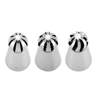 3pcs russian cream icing piping nozzles pastry kitchen diy cake decorating tool spherical cream decorating mouth
