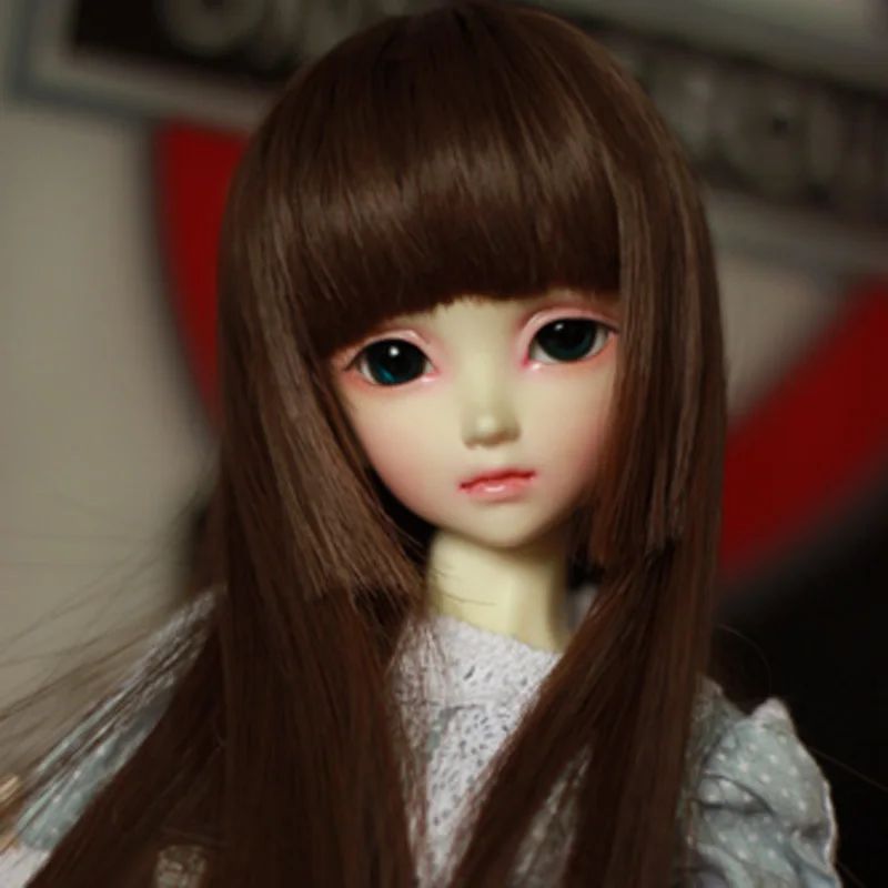 

1/3 1/4 1/6 Bjd Wig High Temperature Wire Dark Coffee Colors Straight Beautiful Wig For BJD Hair Wig