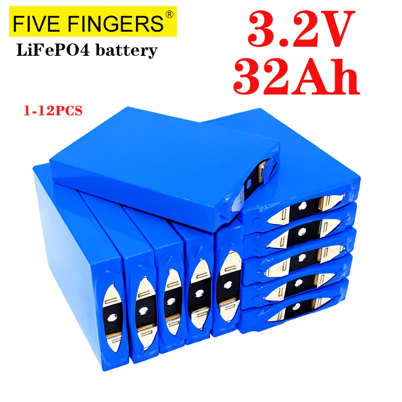 

1-12PCS NEW 3.2V 32Ah lifepo4 battery diy 12v 24v 36v 48v Motorcycle Tricycle Car motor High power batteries modification Nickel