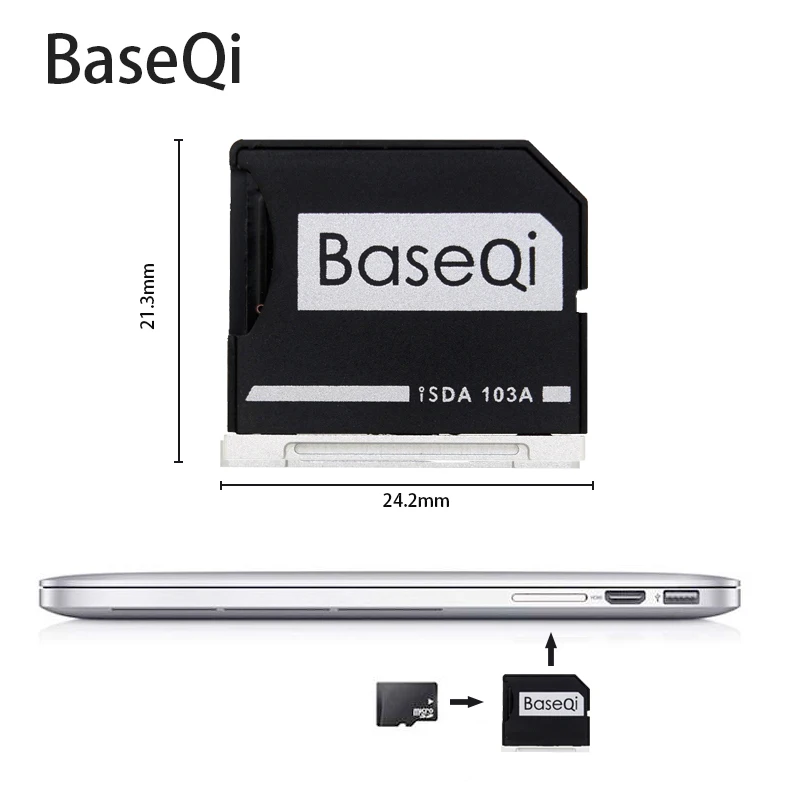 Алюминиевый адаптер microSD BASEQI устройство для чтения tf карт MacBook Air 13 &quotи Pro 2009 2010 2011