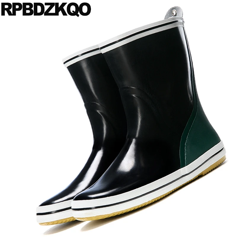 Сапоги рыболовные мужские резиновые до середины икры с круглым носком