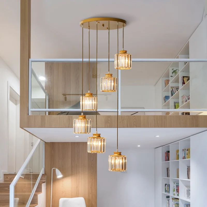 

The New Spiral Staircase Chandelier Modern Minimalist Hollow Creative Duplex Villa Stair Length Crystal Nordic Lamps