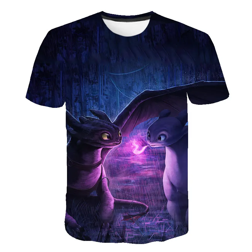 Лидер продаж Детская футболка милые топы Футболка с 3D рисунком дракона Летняя