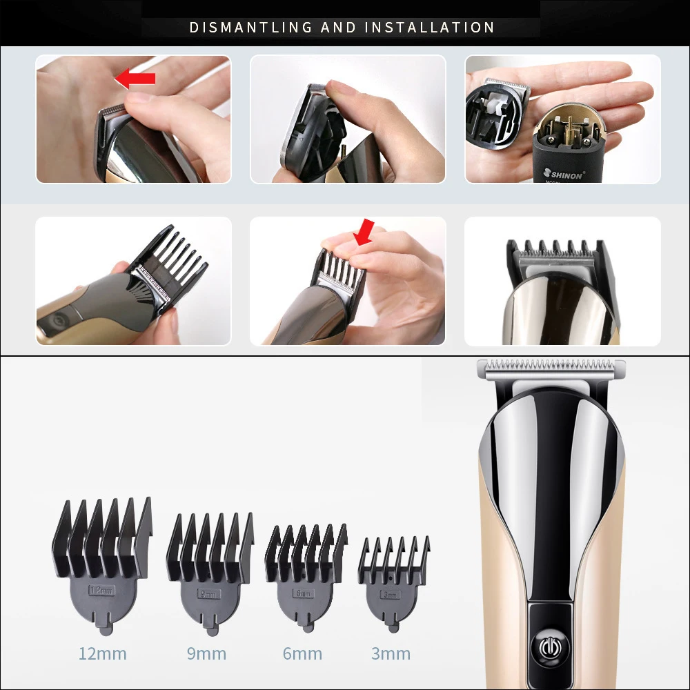 Professional 6 in 1 Rechargeable cordless Hair cutter Trimmer hair clipper adjustable cutting lever | Бытовая техника