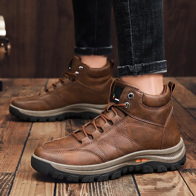 

Men Leather Boots Composite Sole Winter Shoes for Male High Quality Cow Leather Designer Footwear Homme Outdoors Ankle Footwear