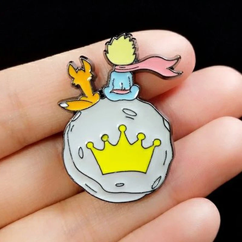 Металлическая брошь Little prince с мультяшным изображением милой лисы Антибликовая
