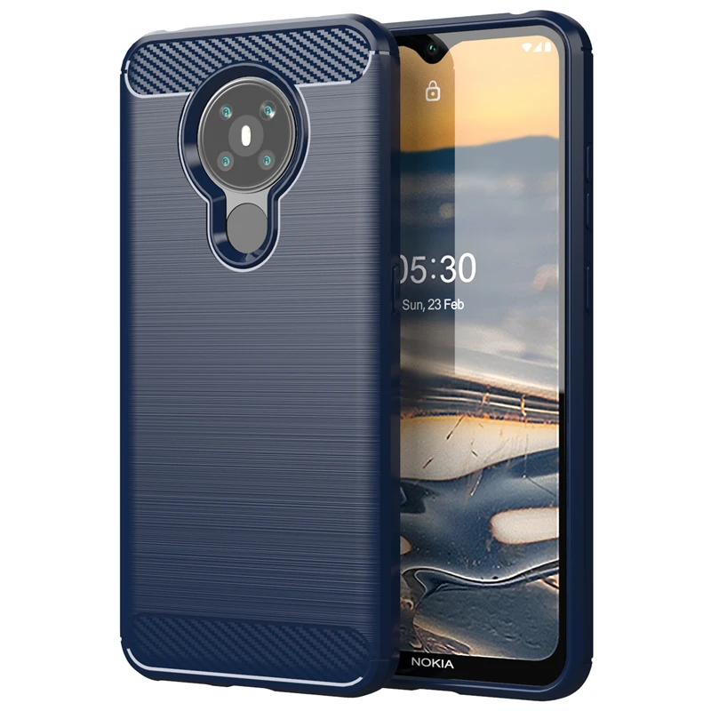 Para cubrir Nokia 5,3 funda para Nokia 5,3 amortiguador suave TPU de fibra de carbono de la caja del tel&eacute;fono para Nokia 2,3, 2,4, 3,4, 5,4, 6,2, 7,2, 8,3, 5,3 Fundas-4
