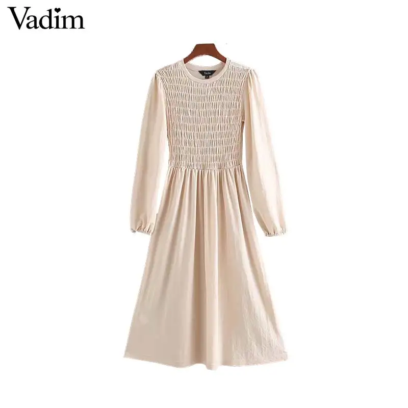 Женское элегантное платье vadim однотонное плиссированное миди с длинным рукавом
