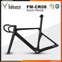 high quality t1000 full carbon fiber road bike frame with integrated handlebar 140mm disc brake bicycle frameset max 28c tires