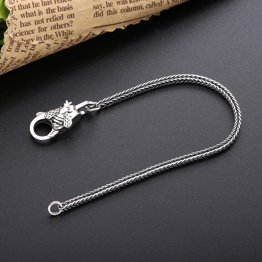 

Slovecabin Vintage 925 Sterling Silver Honeybee Classic Snake Bracelet For Men & Women Fine Jewelry Making Women Silver Bracelet