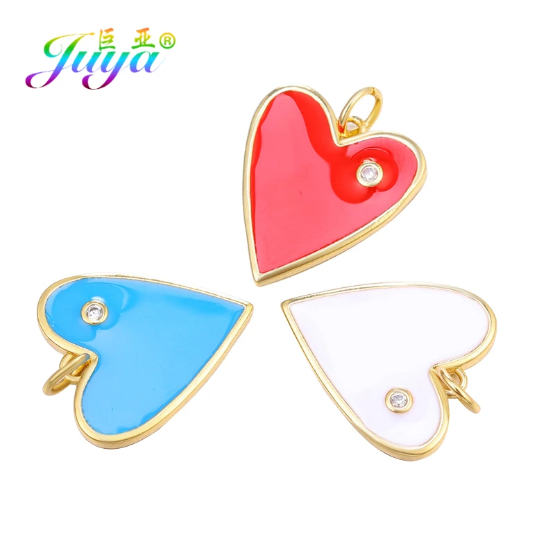 

Juya Handmade Enamel Love Heart Moon Star Evil Eye Charms Pendants For Fashion Bracelet Necklace Earring Making Components