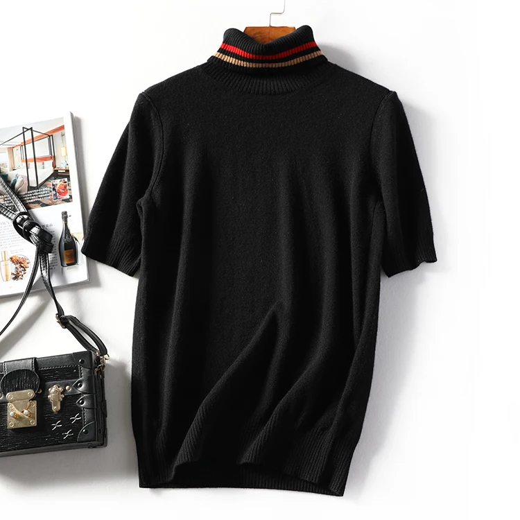 

Cashmere High Collar With Short Sleeves Women Sweater 2020 Autumn New Elegant Warm Soft Temperament Pullover Women