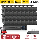 4K 8MP 32CH HD NVR с аудио системы видеонаблюдения наружная IP66 Водонепроницаемая 8.0MP цилиндрическая камера наблюдения с обнаружением человека комплект P2P