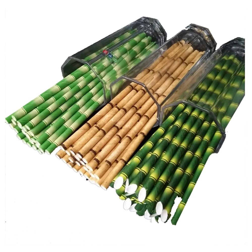 25 штук Биоразлагаемые бумажные соломки бамбуковые для банкетов и напитков