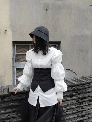 Женский ассиметричный жилет на пуговицах 1K371 черный Свободный без рукавов