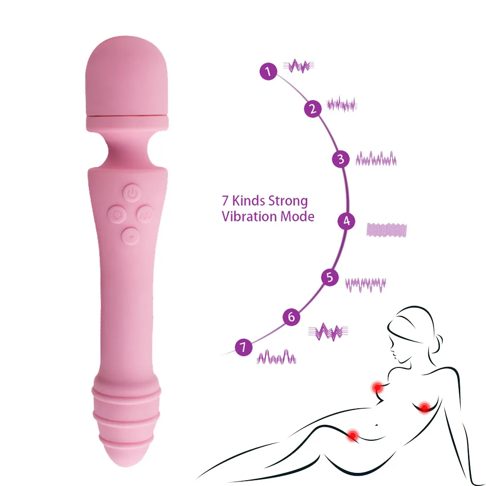 Двухголовый нагревательный вибратор-фаллос EXVOID AV Stick для массажа точки G вагинально у женщин. Волшебная палочка для секс-игрушек.