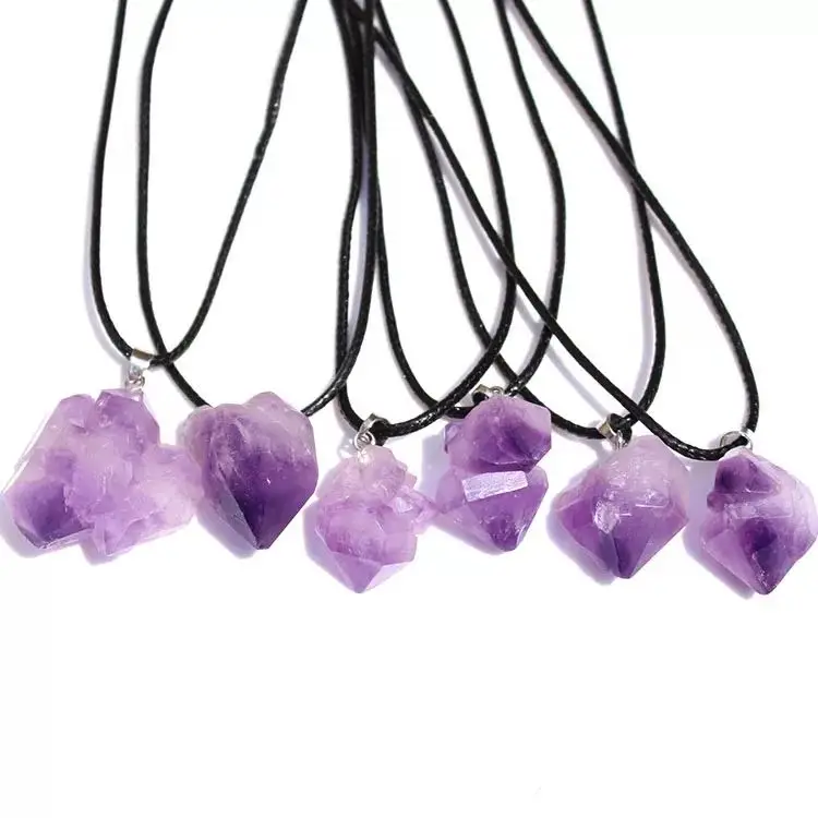 

MOKAGY Rough Raw Natural Amethyst Quartz Crystal Point Pendant 1pc